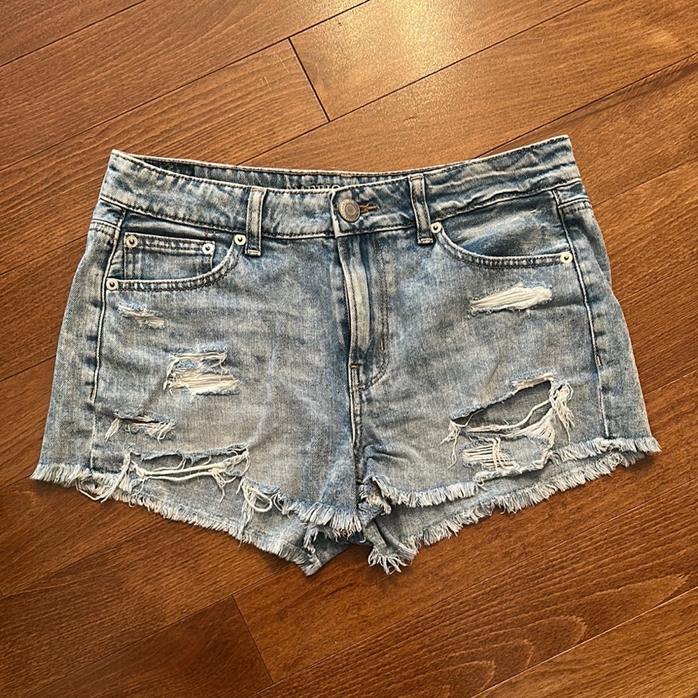 American Eagle Blue Distressed Jean Shorts
